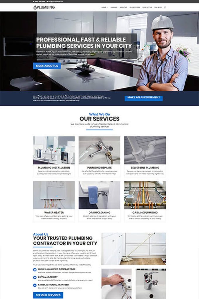 Plumbing website built by Hyper Local Hero